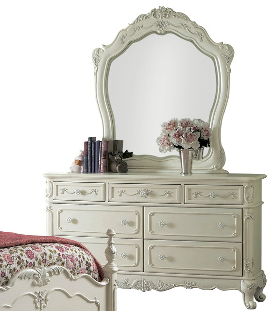 Homelegance Cinderella Kids Dresser With Mirror White