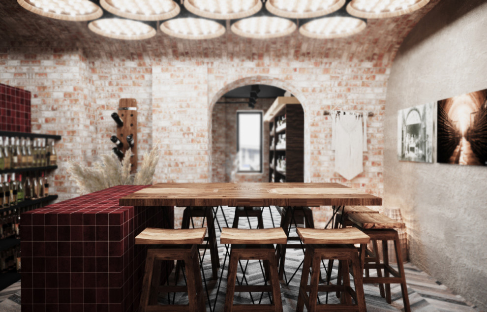 Проект винного бутика с дегустационным залом в стиле Рустик