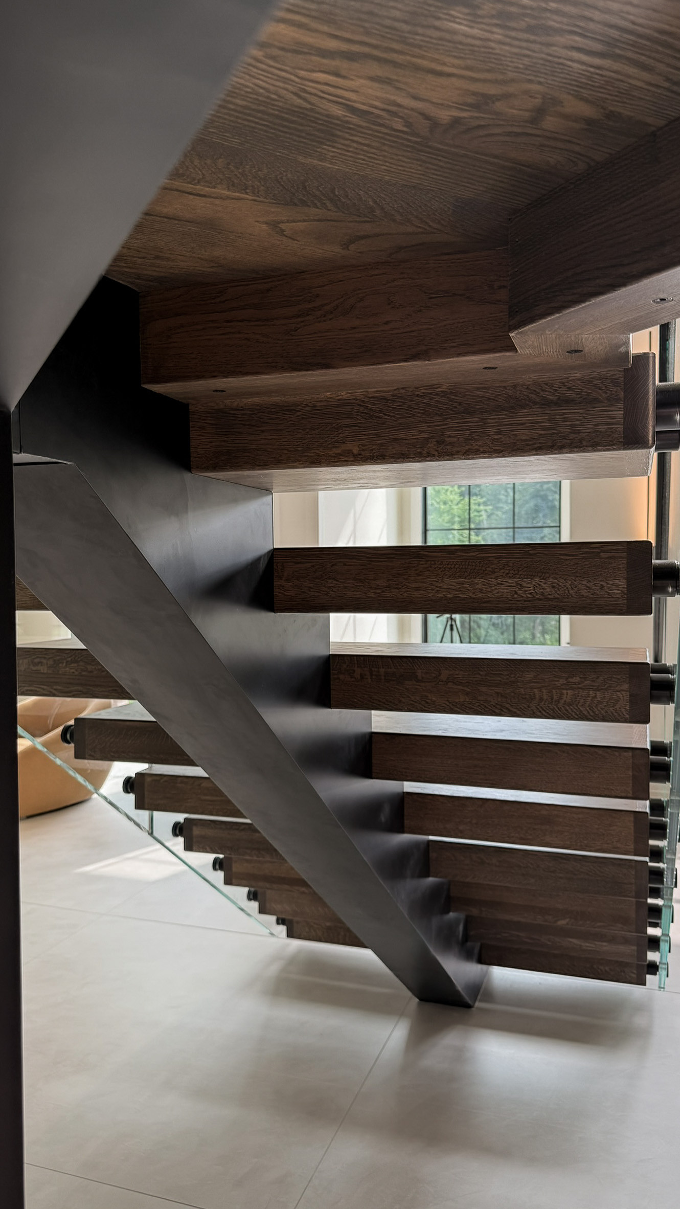 Project #159 | Modern Foyer Stair with Stand-off Glass Railing
