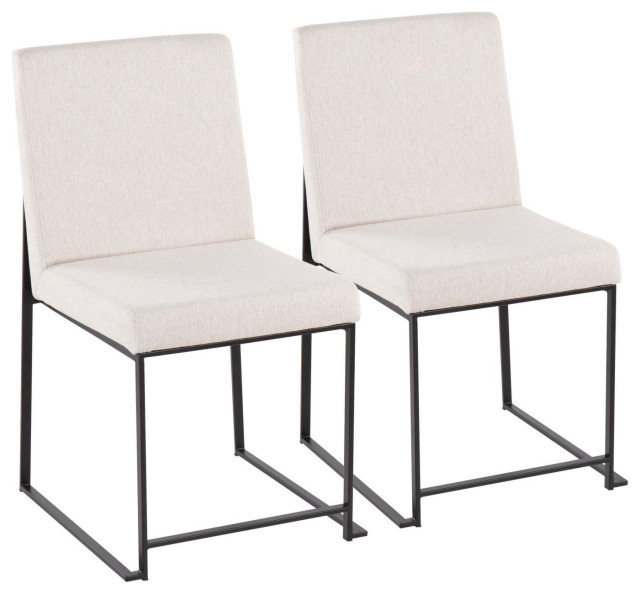 Lumisource High Back Fuji Contemporary Dining Chair, Black Steel/Beige