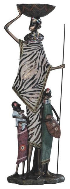 23 Inch African Lady with Children Figurine