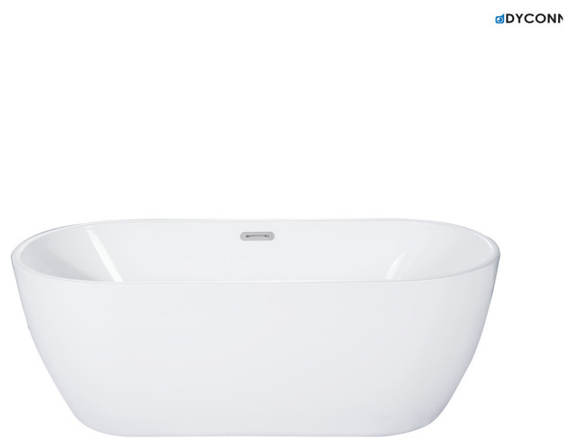 Dyconn Faucet Akimoto Freestanding Acrylic Bathtub, Glossy, White, 59"