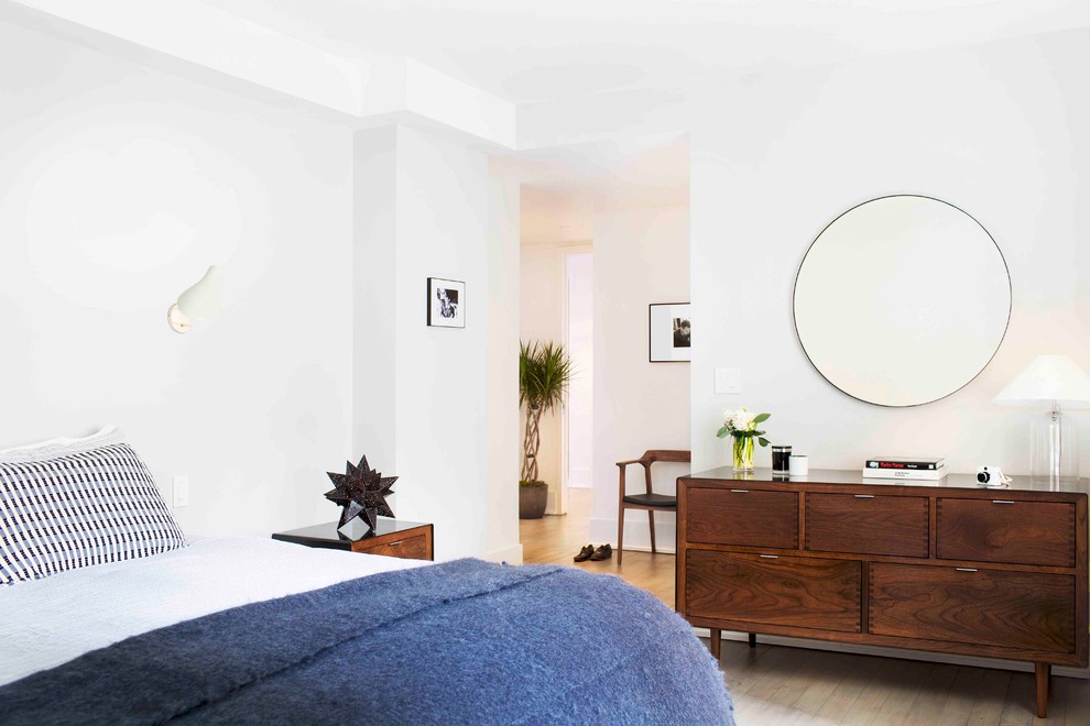 This is an example of a contemporary bedroom in New York.