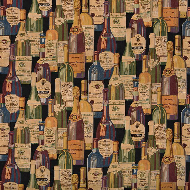 French And Italian Wine Bottles Themed Tapestry Upholstery Fabric By The Yard Contemporary Upholstery Fabric By Palazzo Fabrics Houzz