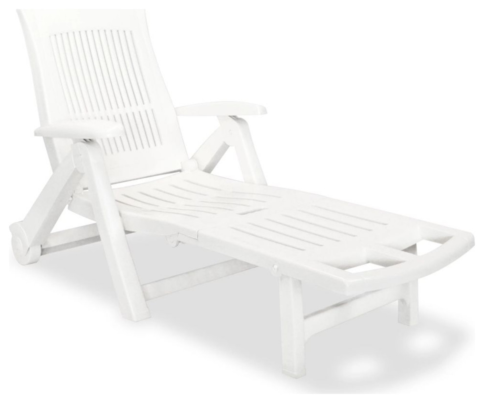 vidaXL Sun Lounger with Footrest Plastic White Sunbed Outdoor Garden Chair  - Transitional - Outdoor Folding Chairs - by Vida XL International B.V. |  Houzz