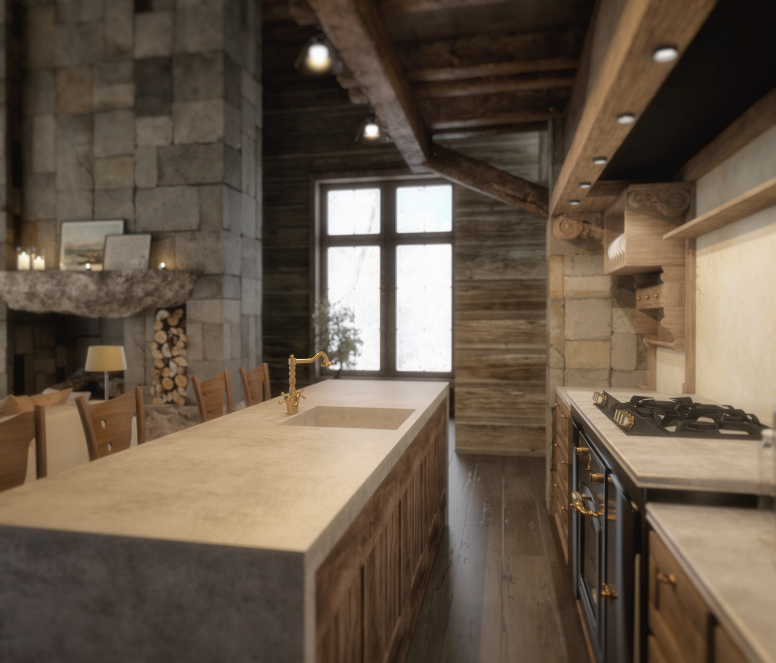 Интерьер деревянного дома.