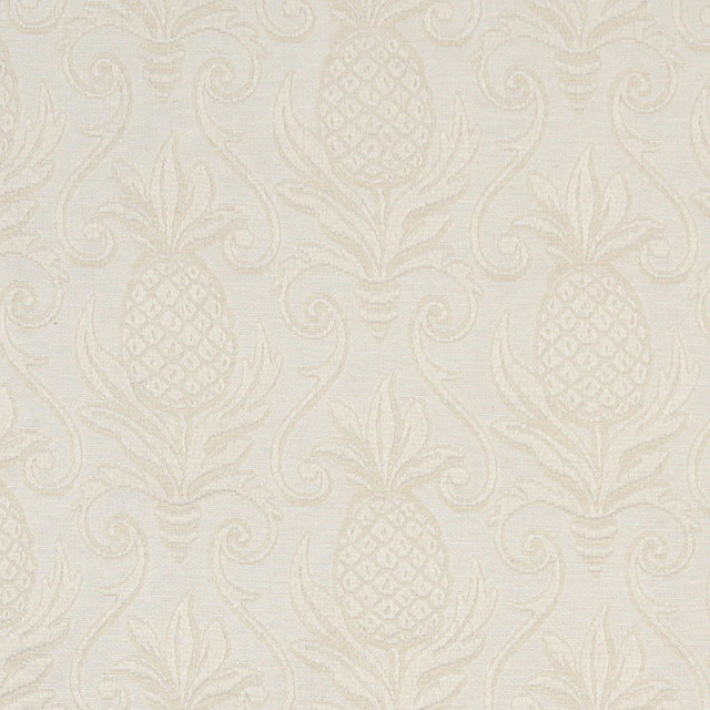 Ivory White Pineapples Woven Matelasse Upholstery Grade Fabric By The Yard