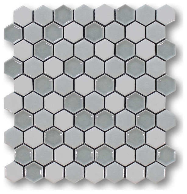5 Square Foot Box Honeycomb Beveled Picket Porcelain Mosaic Tiles Silver Ice