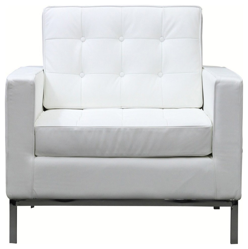 Modway Loft Leather Armchair, White