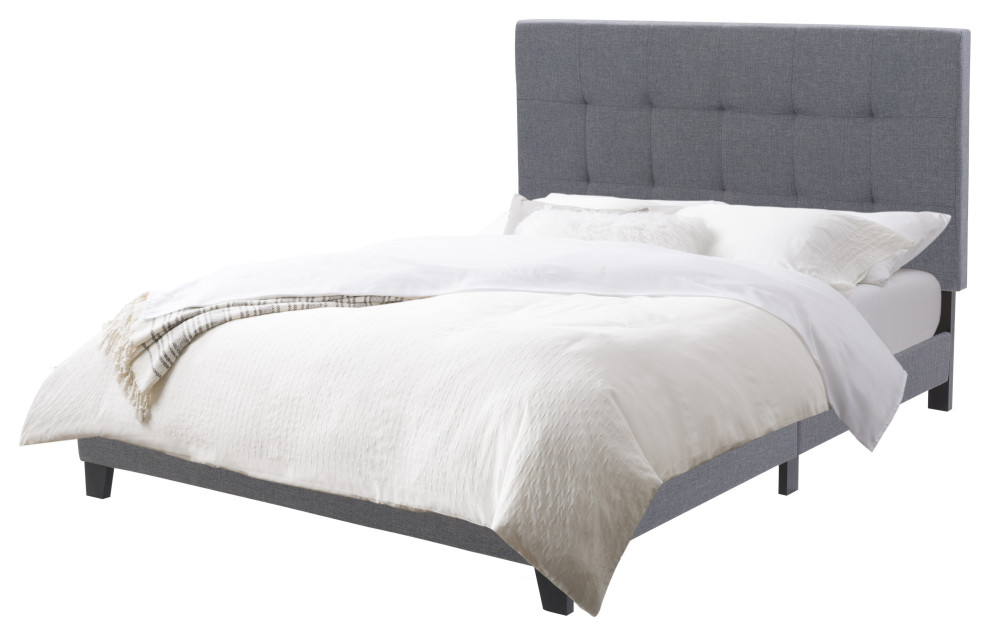 Ellery Full Contemporary Fabric Tufted Bed with Slats Transitional
