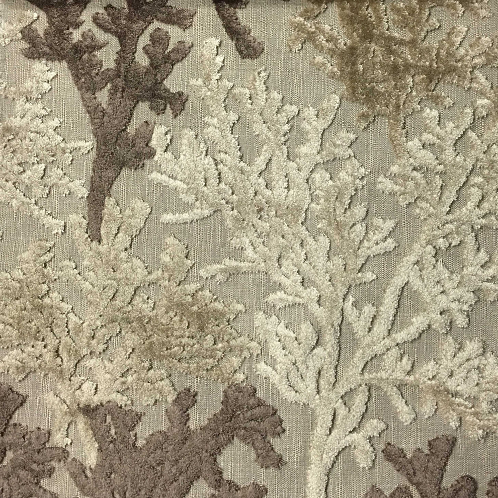 Reef-Coral Cut Velvet Upholstery Fabric, Yard, Driftwood