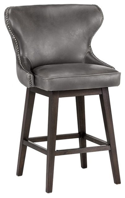 gray leather counter stools with backs