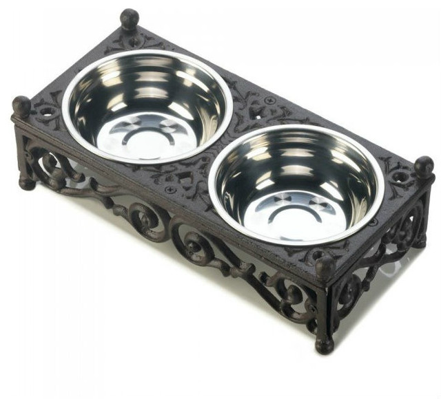 wrought iron dog bowl stand