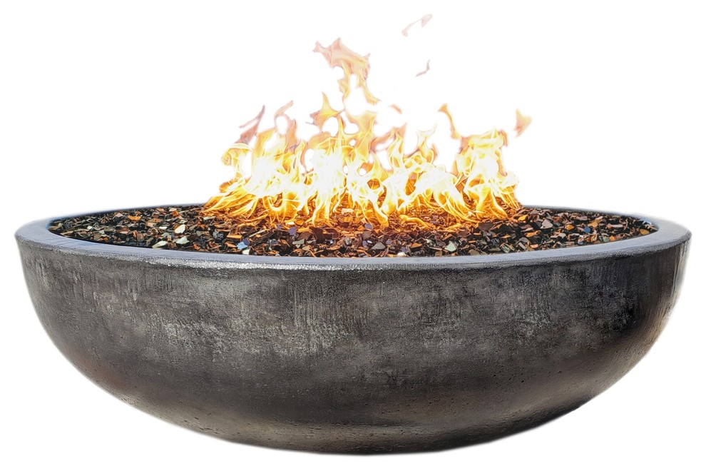 48" Concrete Fire Pit Bowl, Charcoal Industrial Fire Pits by