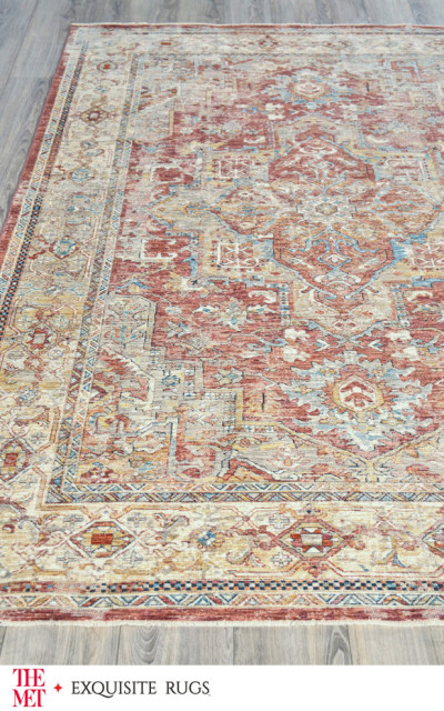 The Met x Exquisite Rugs Antique Loom Rust/Beige Area Rug, 9'x12 ...