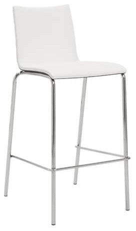 Euro Style Carisa-B Bar Chairs, White Walnut Chrome, Set of 2