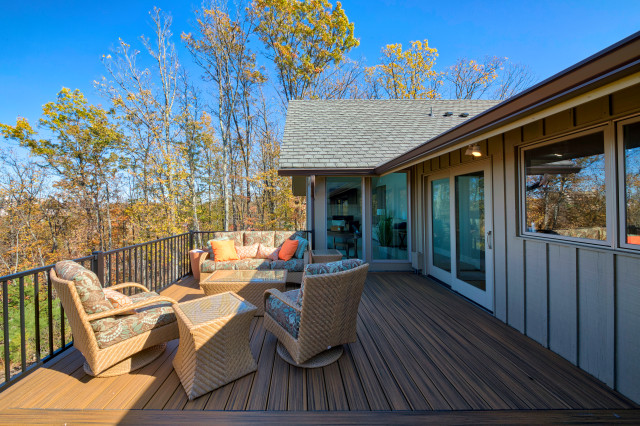 Vaulted Ceiling Sunroom with Trex Deck contemporary-terrace