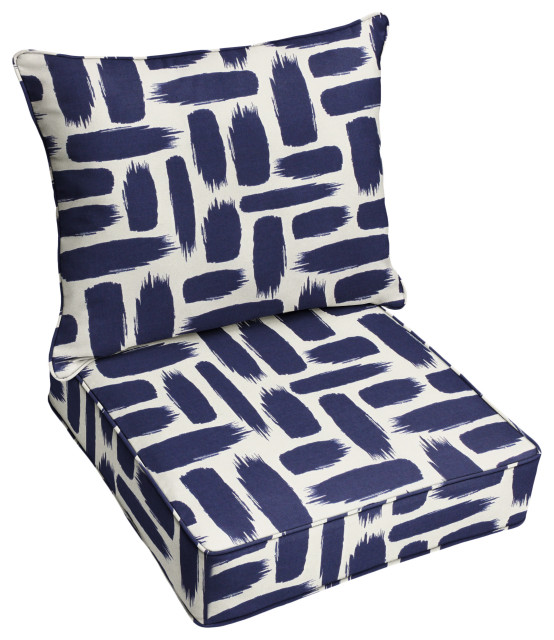 Blue Graphic Outdoor Deep Seating Pillow and Cushion Set, 29x27x5