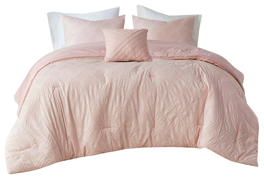 Madison Park Modern Perth Cotton King Comforter Set With Blush Finish