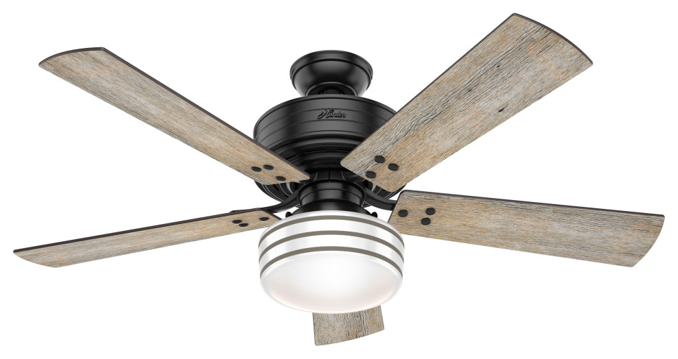 Hunter Fan Company Cedar Key Matte Black Ceiling Fan With Light/Remote, 52"