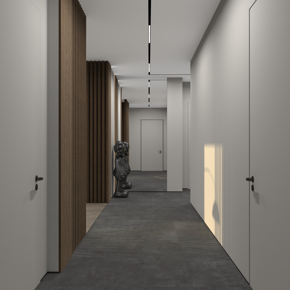 Квартира для современной семейгой пары. Холл и кухня-гостиная.