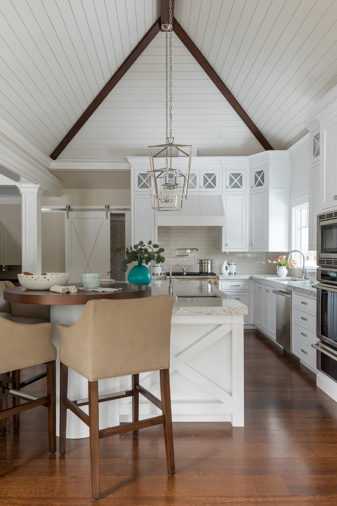 Example of a transitional kitchen design in Boston