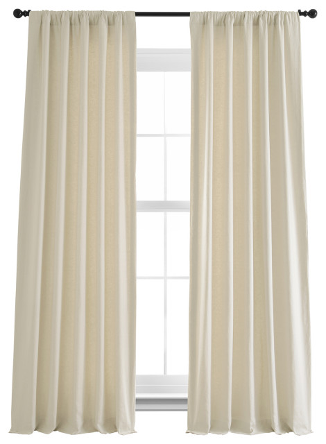 French Linen Curtain Single Panel, Ancient Ivory, 50"x84"