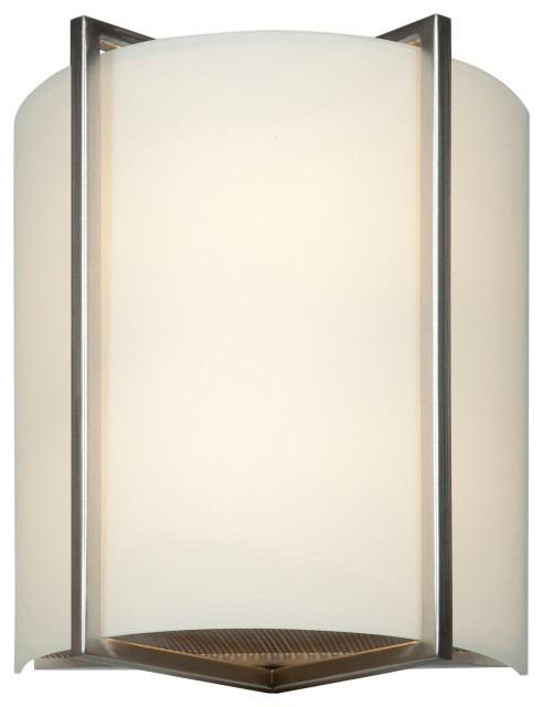 Access Lighting 20451 Vector 11" Tall Bathroom Sconce - Brushed Steel / Opal