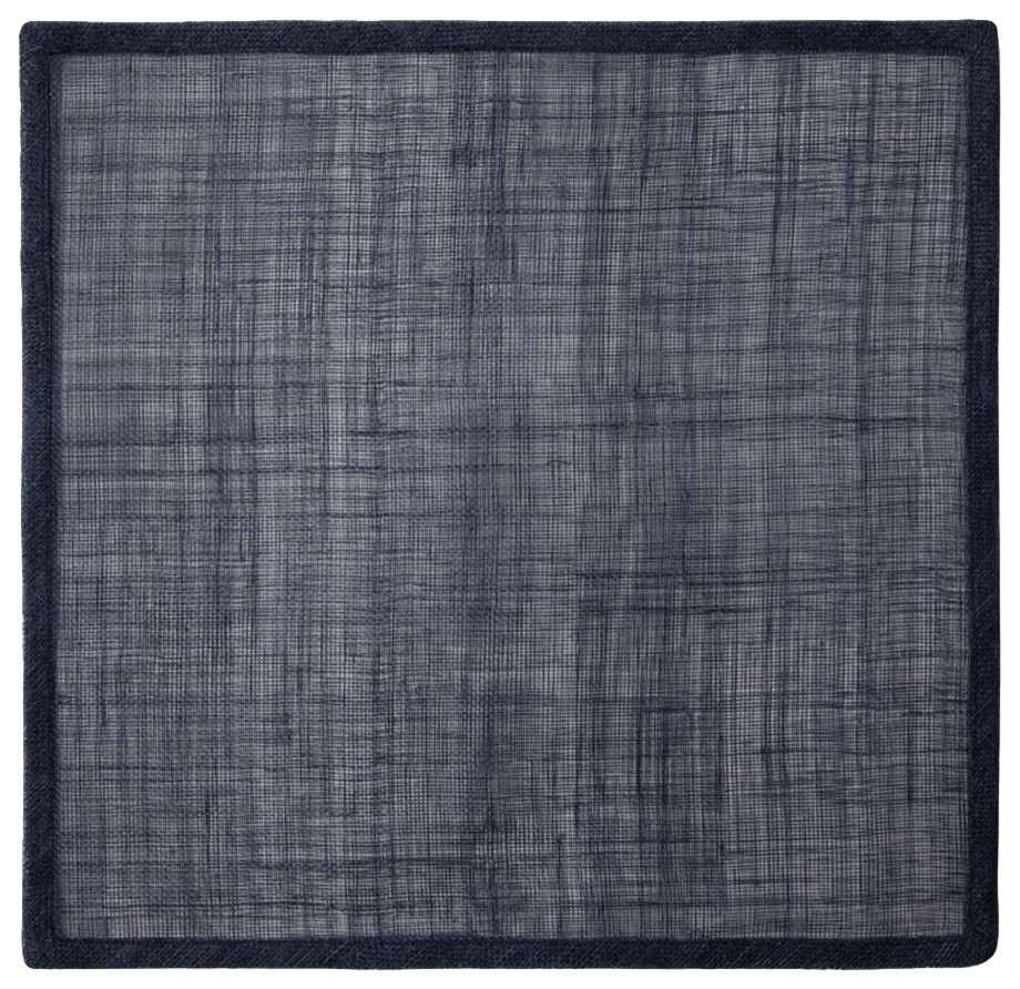 June Dark Navy Abaca Square Placemats, Set of 4 Contemporary