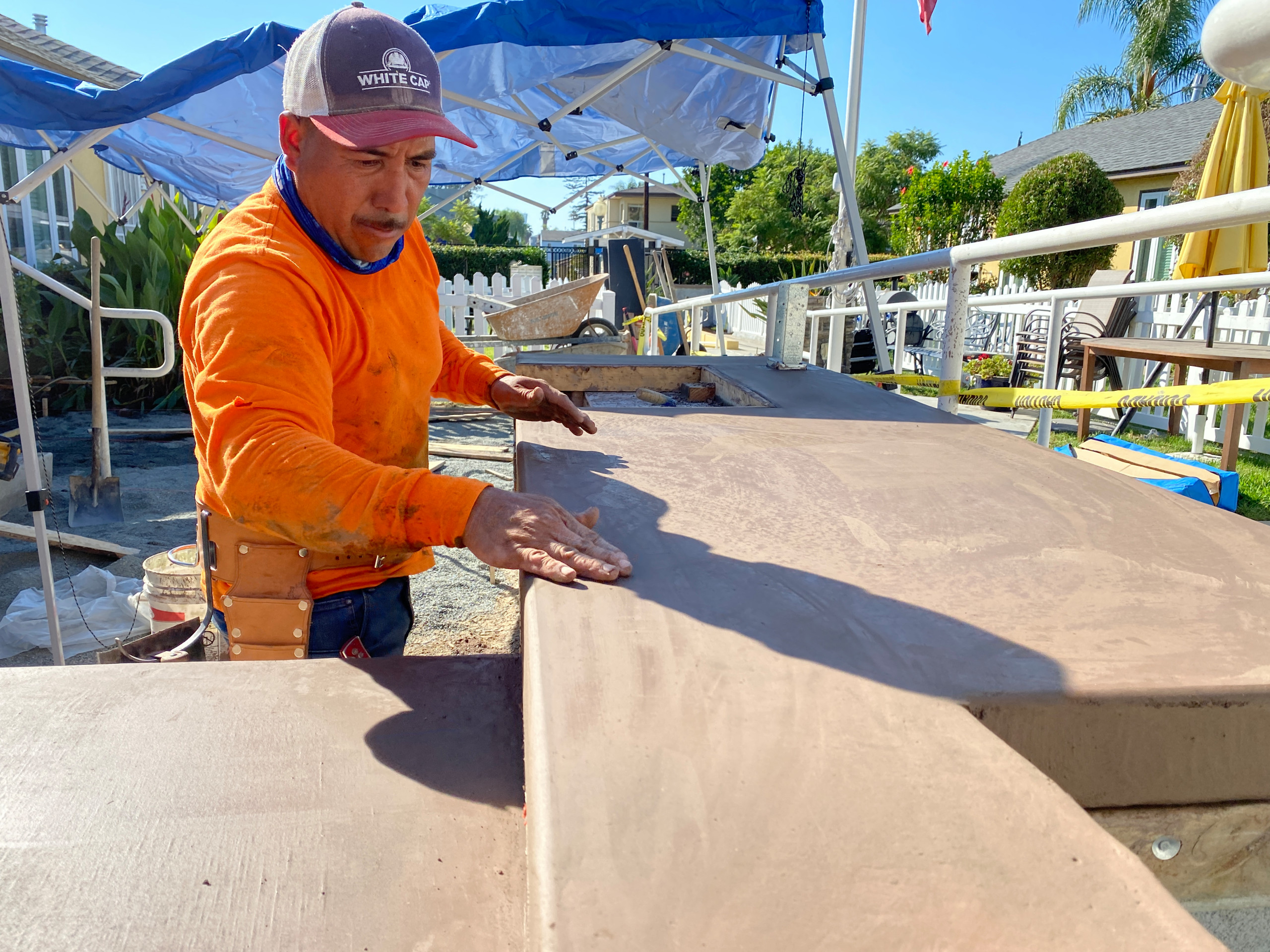 Finishing a Concrete Countertop BBQ Island in South Park