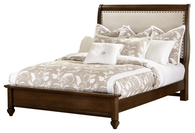 All-American French Market King Upholstered Bed, French Cherry