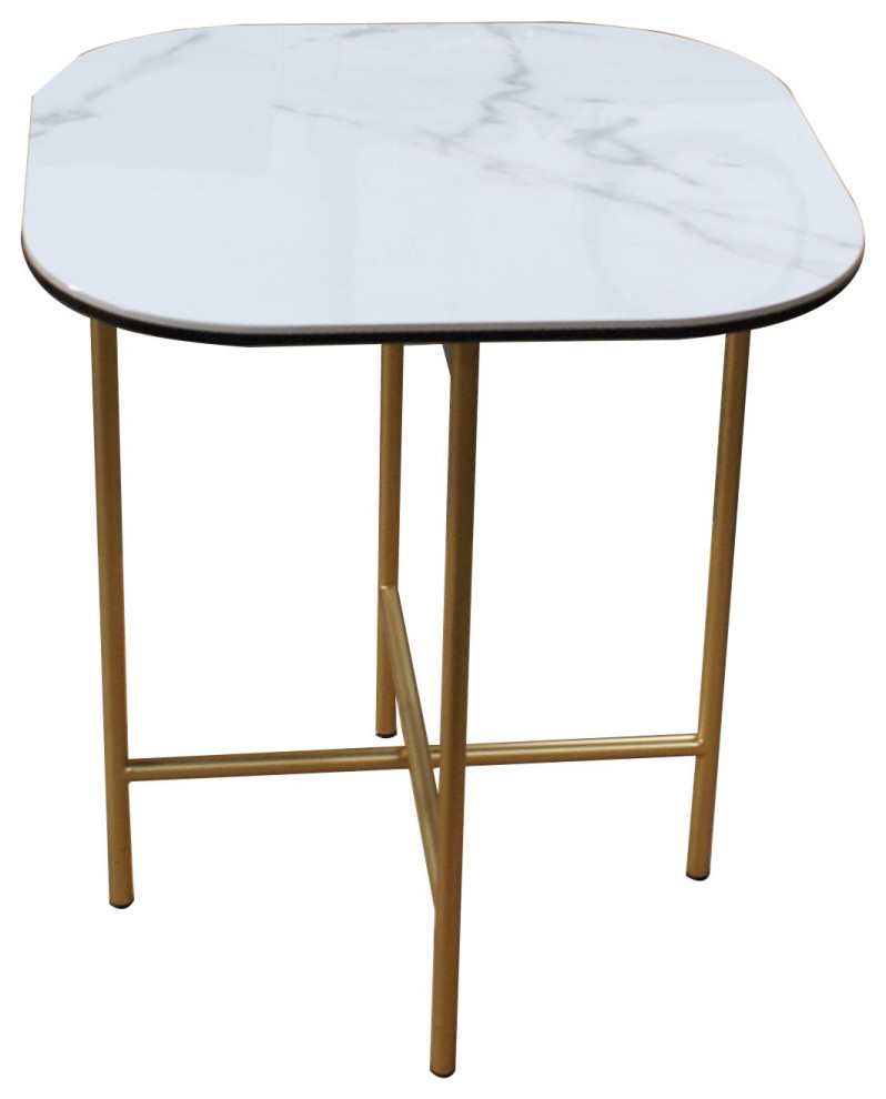 End Table With Ceramic Top and Metal Frame Contemporary Side Tables