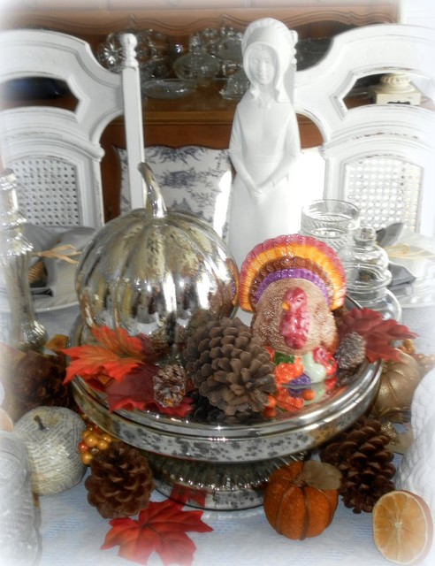 Mercury Glass Thanksgiving Centerpiece - Traditional - Raleigh - by