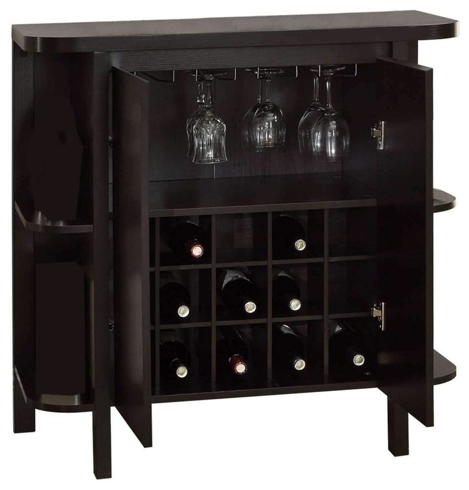 Home Bar 36 H Cappuccino With Bottle Glass Storage Wine And