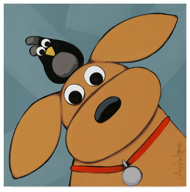Annie Lane Bird Dog Canvas Art Contemporary Kids Wall Decor