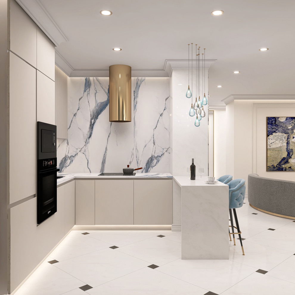 Кухня-гостиная с шиком современной классики