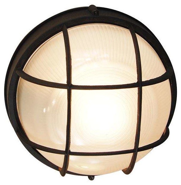 Trans Globe Lighting 41515 10 Wide Round Bulkhead Wall Sconce Trans Globe Lighting Pl 41515 Bk Outdoor Bulkhead Light In Black