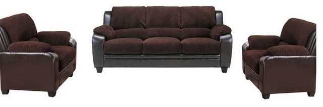 ‪Khloe Sofa 3 2 Seater Sofa Leather Collection Set Black OR Brown