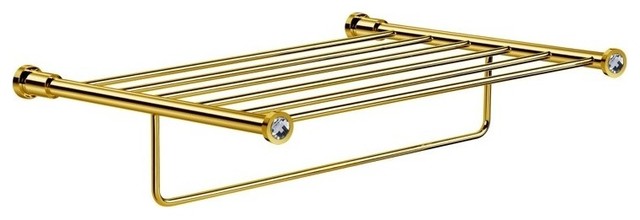 Gold Brass Train Rack With White Crystals