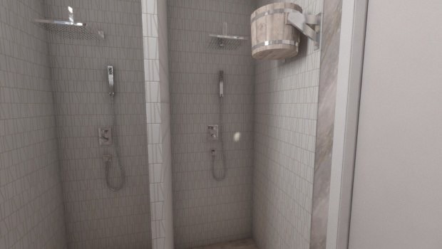 Интерьеры бани и беседки на берегу реки