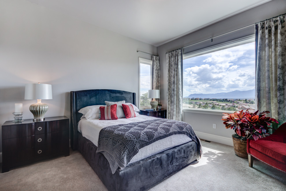 Example of a transitional home design design in Denver