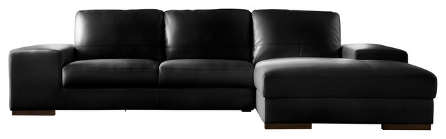 Lazzaro Leather Sus Black 2 Piece Sectional Sofa Contemporary Lazzaro Leather Sus Black 2 Piece Sectional Sofa