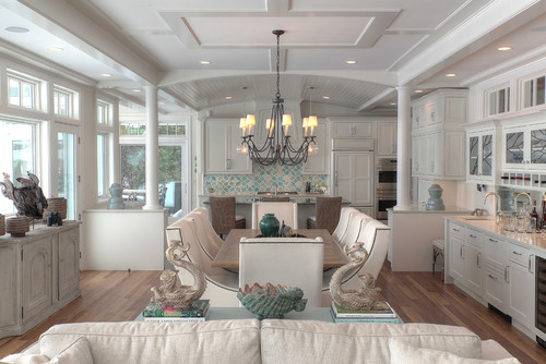 Open floor plan punctuated with architectural detail