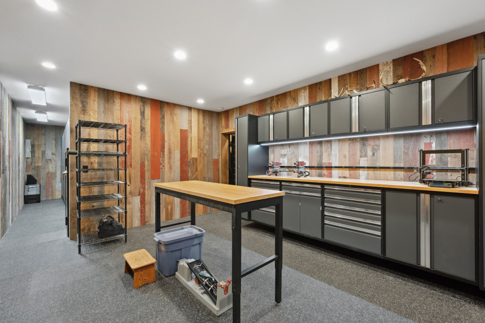 Basement - rustic basement idea in Minneapolis