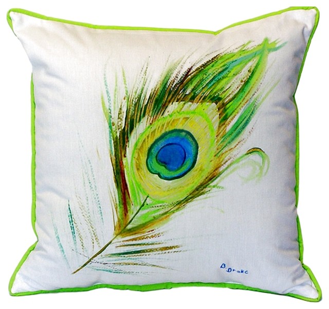Peacock Feather Extra Large Zippered Pillow, 22"x22"
