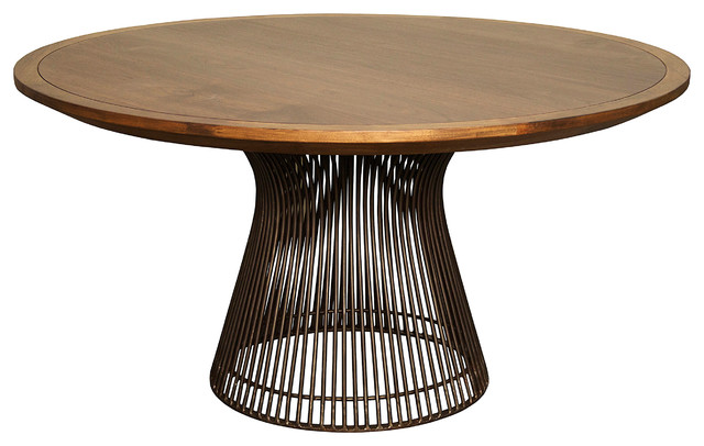 Cedrica Rustic Dark Walnut Metal Round Dining Table Cedrica Rustic Dark Walnut Metal Round Dining Table