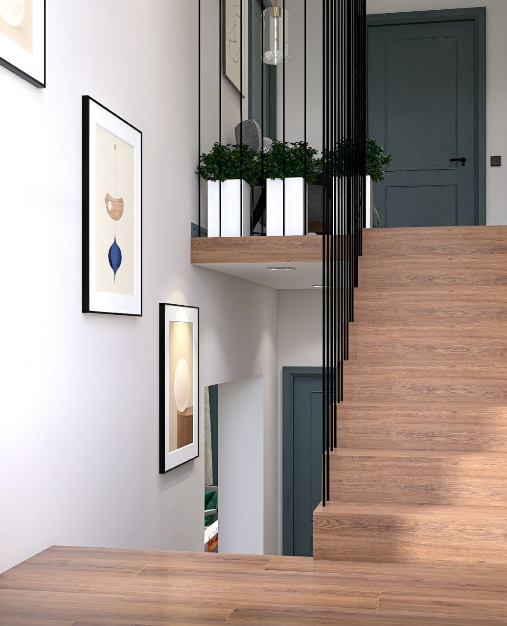 ЛЕСТНИЧНОЕ ПРОСТРАНСТВО В ЗАГОРОДНОМ КОТТЕДЖЕ