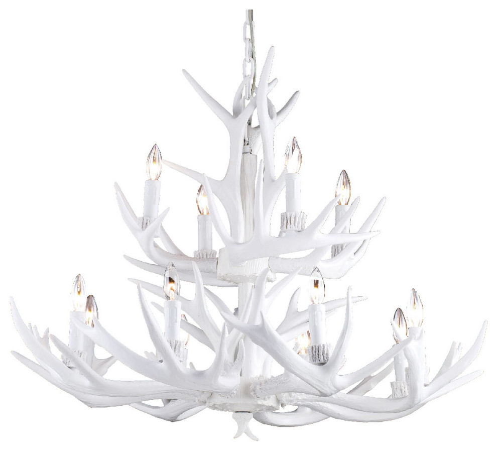 White Polyresin Antler Lighting Fixture Rustic Chandeliers