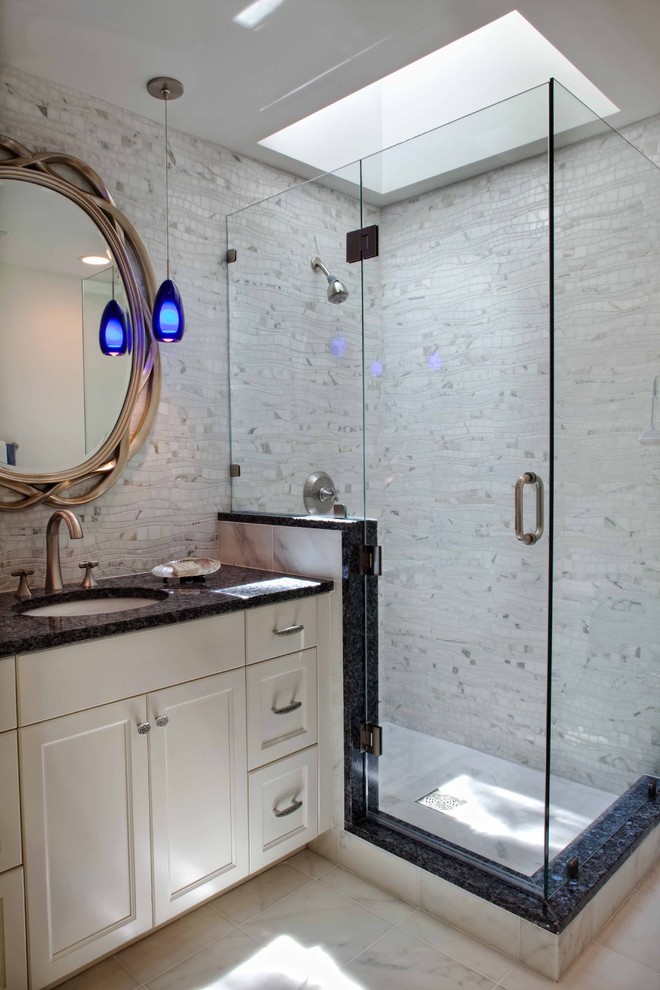 This is an example of a contemporary bathroom in Atlanta with an alcove shower.