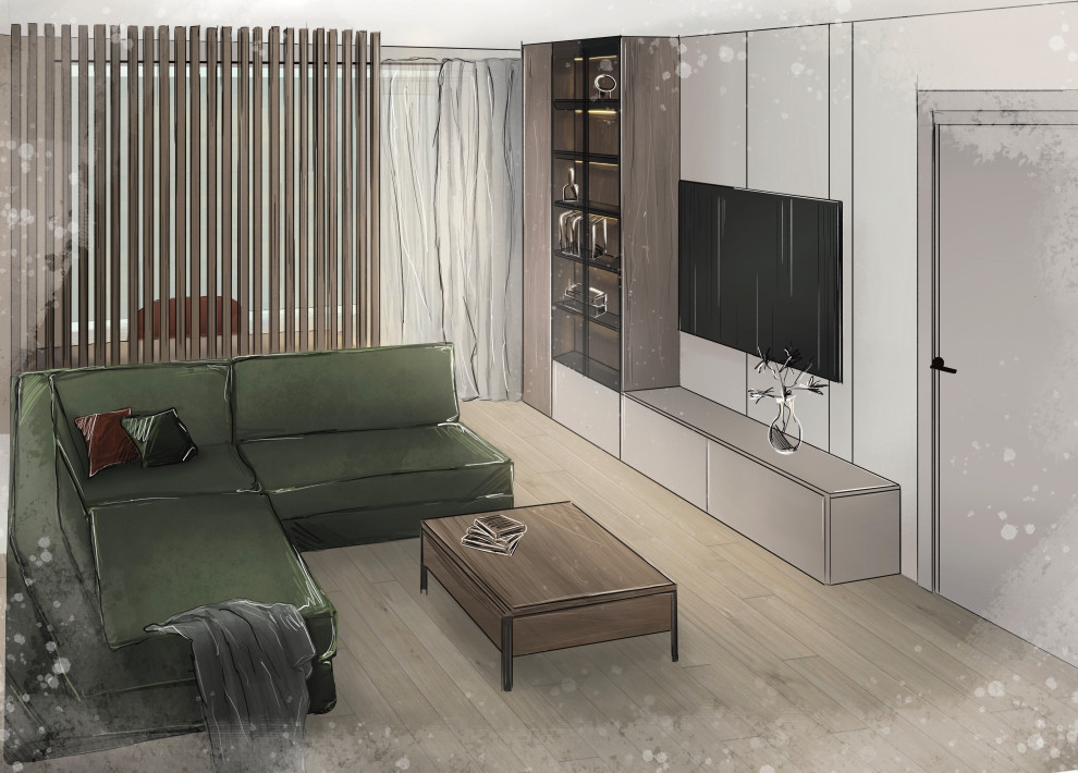 Старый фонд 54 кв.м./ Скетч гостиной